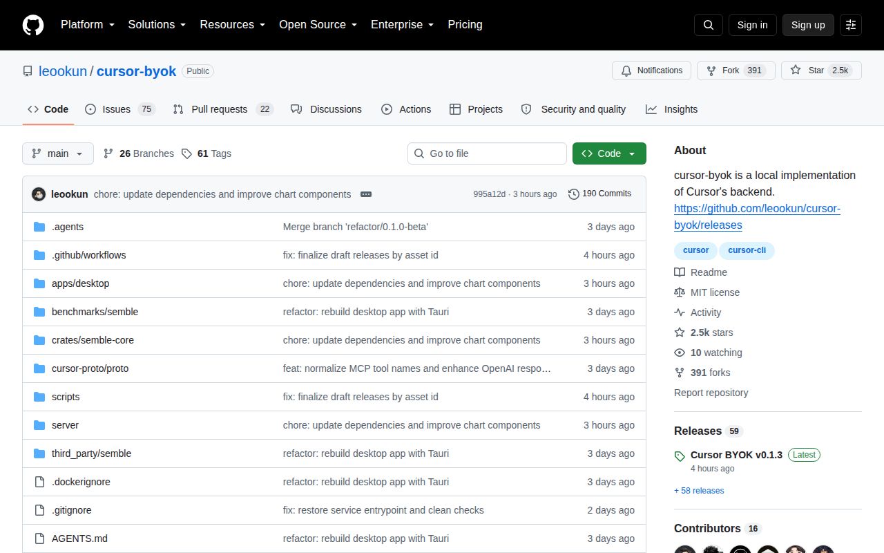 Screenshot of cursor-byok (github.com/leookun/cursor-byok)