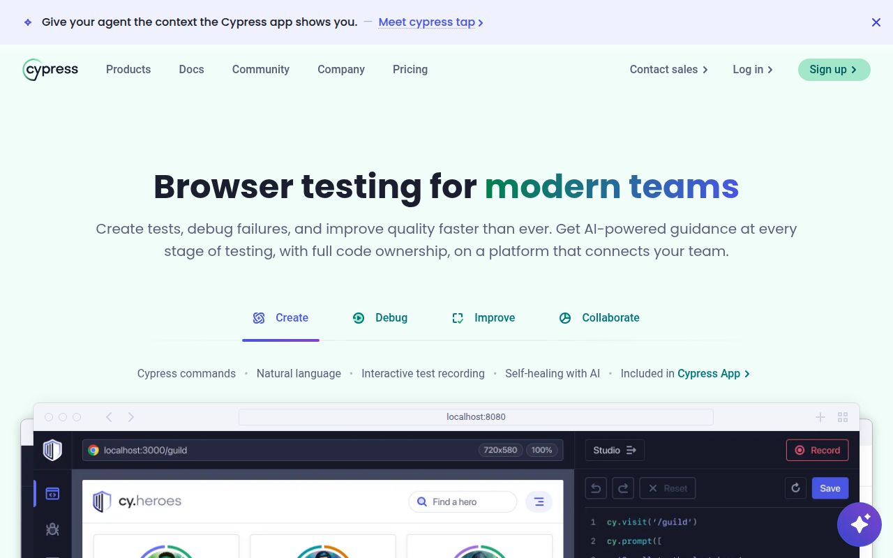 Screenshot of cypress (cypress.io)