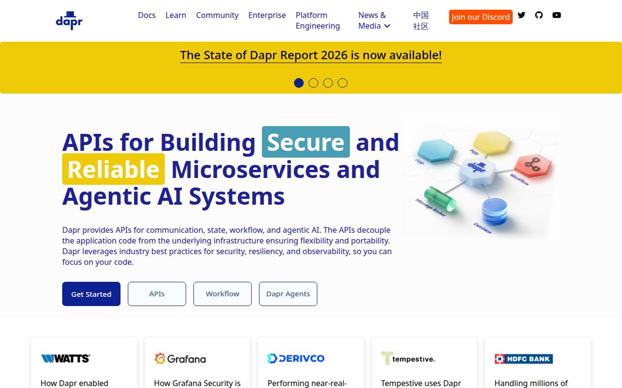 Screenshot of dapr (dapr.io)