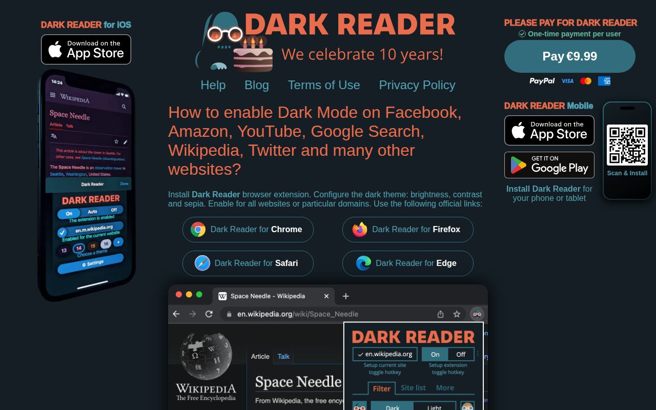 Screenshot of darkreader (darkreader.org)