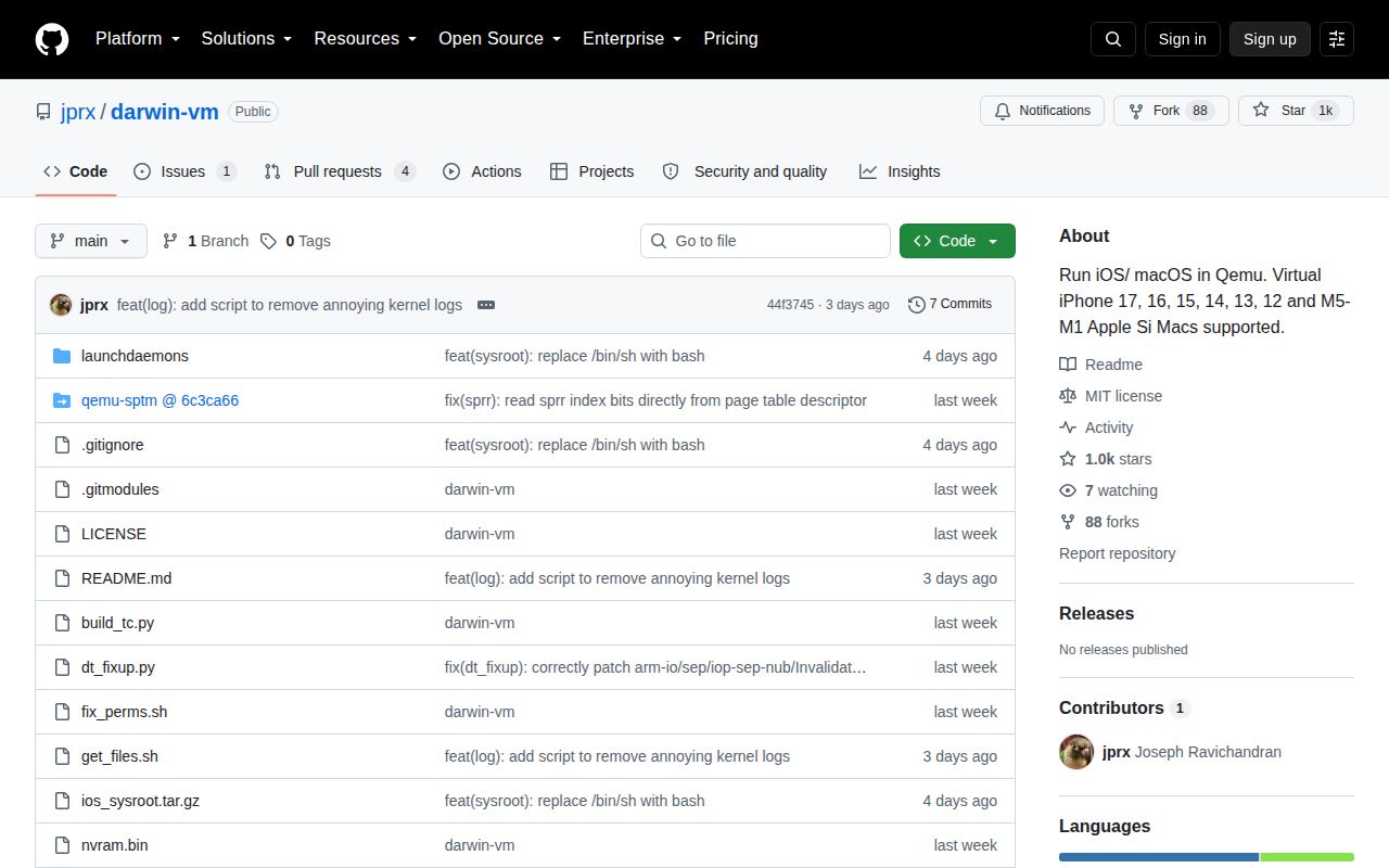 Screenshot of darwin-vm (github.com/jprx/darwin-vm)