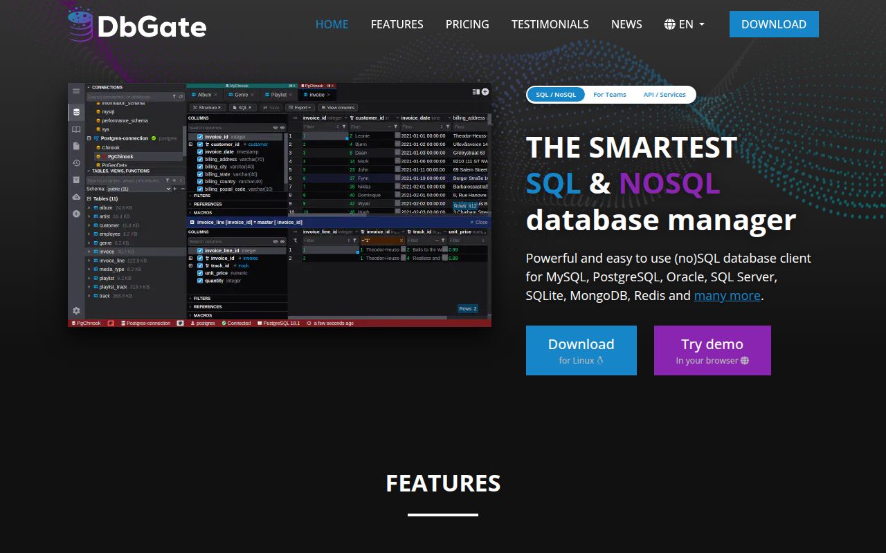 Screenshot of dbgate (www.dbgate.io)