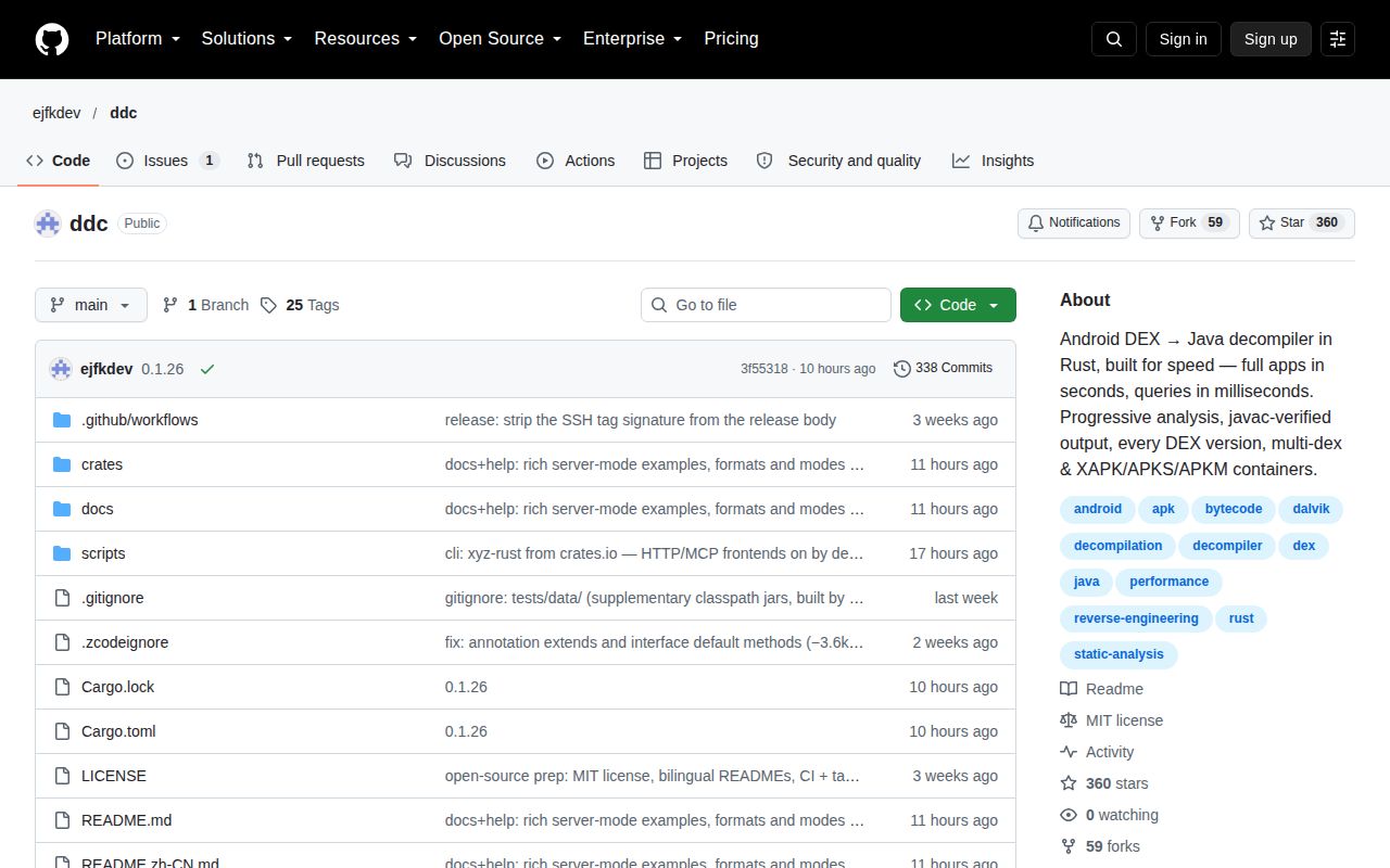 Screenshot of ddc (github.com/ejfkdev/ddc)