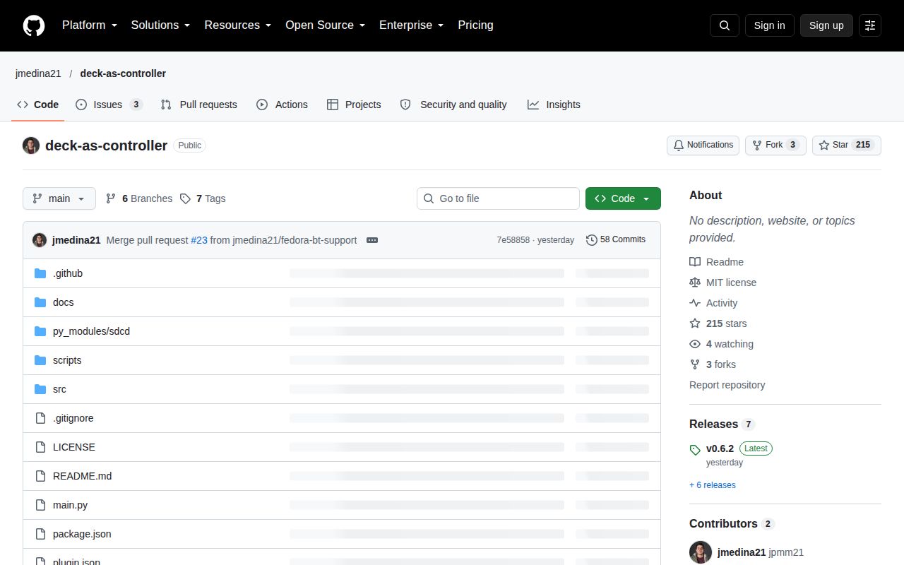 Screenshot of deck-as-controller (github.com/jmedina21/deck-as-controller)