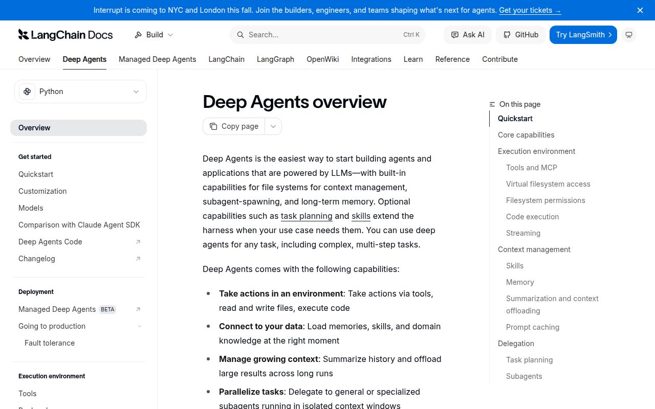 Screenshot of deepagents (docs.langchain.com/deepagents)