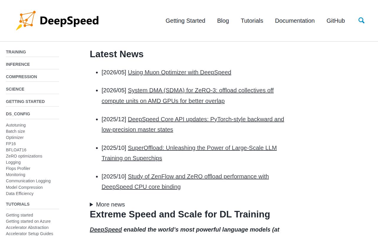Screenshot of DeepSpeed (www.deepspeed.ai)