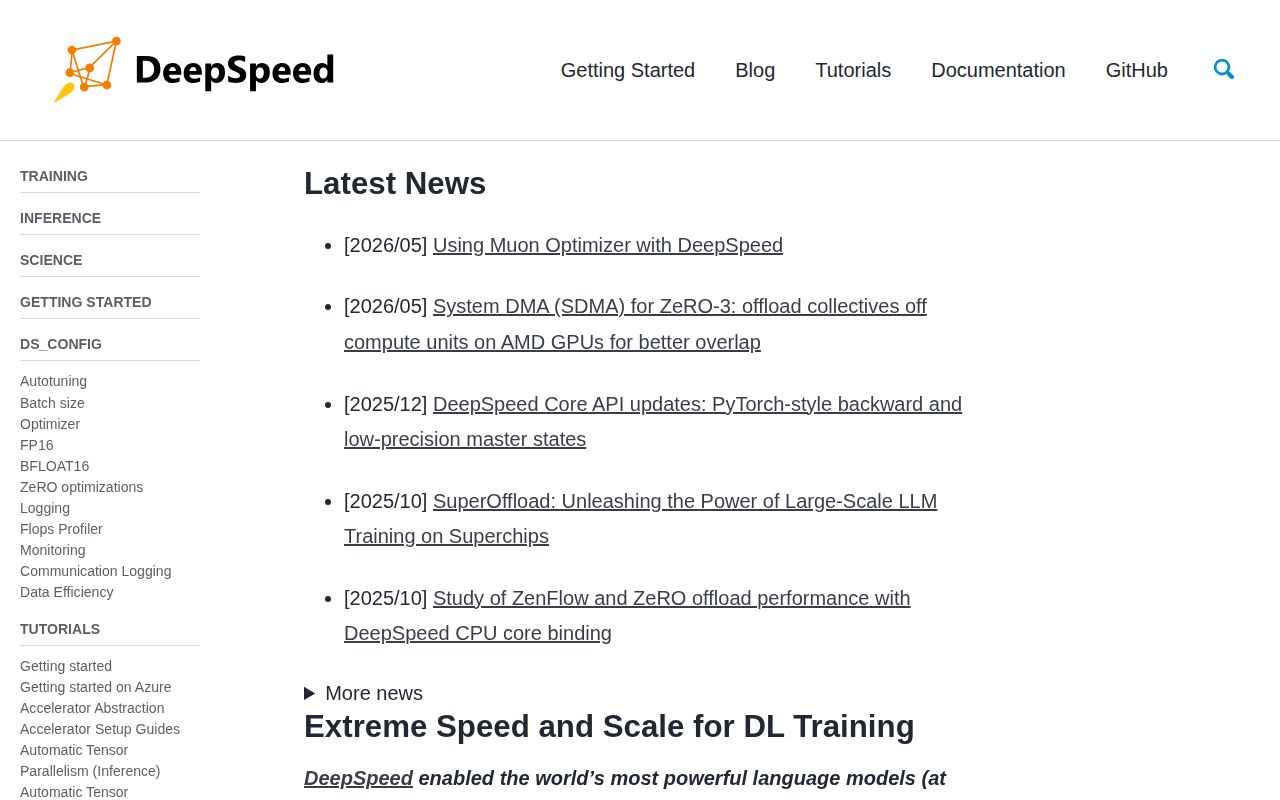 Screenshot of DeepSpeed (www.deepspeed.ai)
