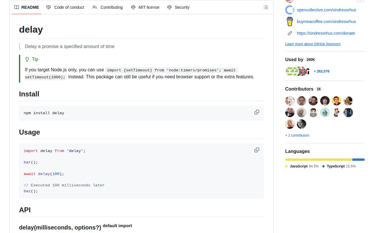 Screenshot of delay documentation