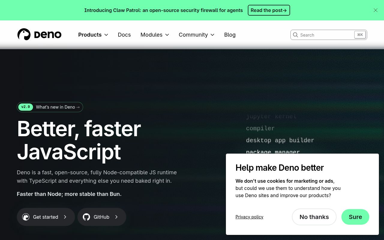 Screenshot of deno (deno.com)