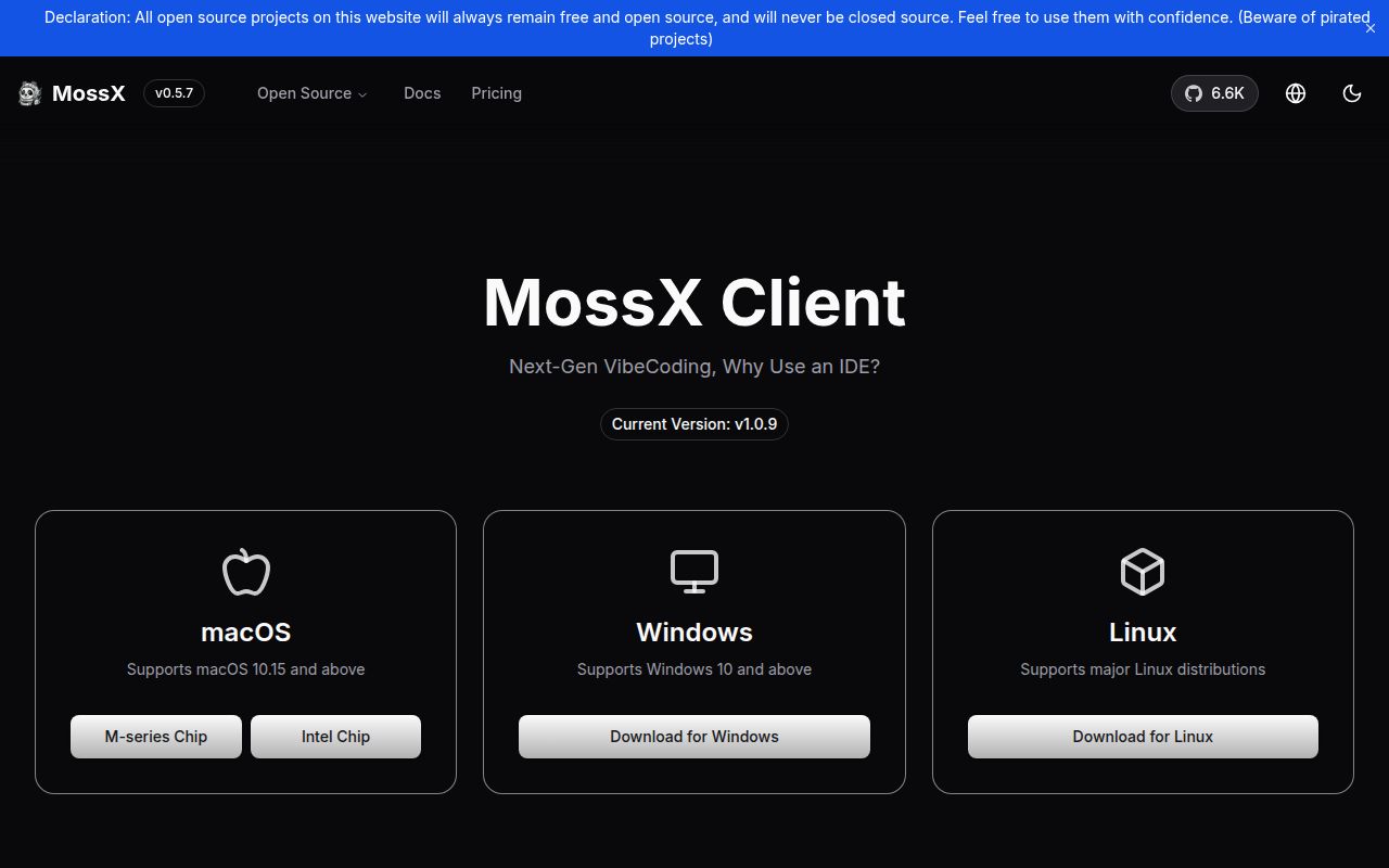 Screenshot of desktop-cc-gui (www.mossx.ai/download)