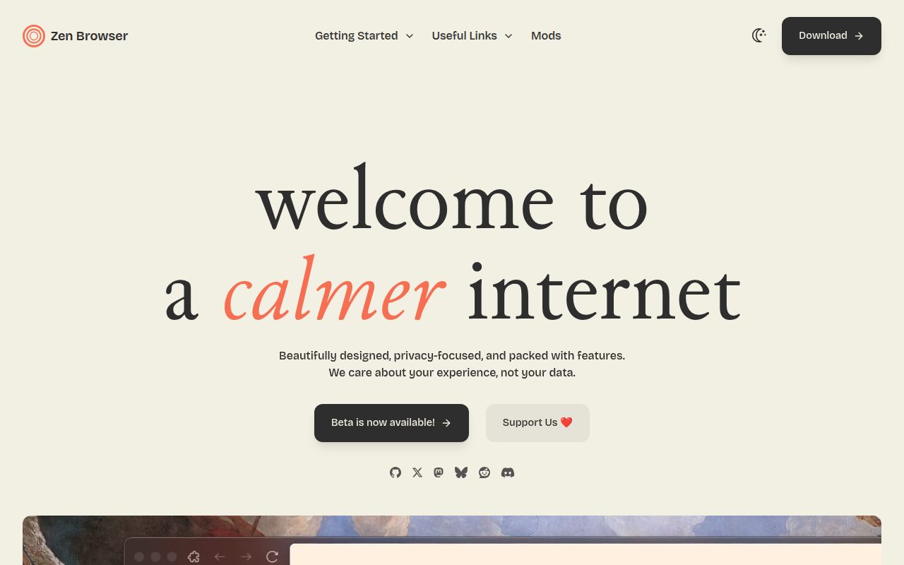 Screenshot of desktop (zen-browser.app)