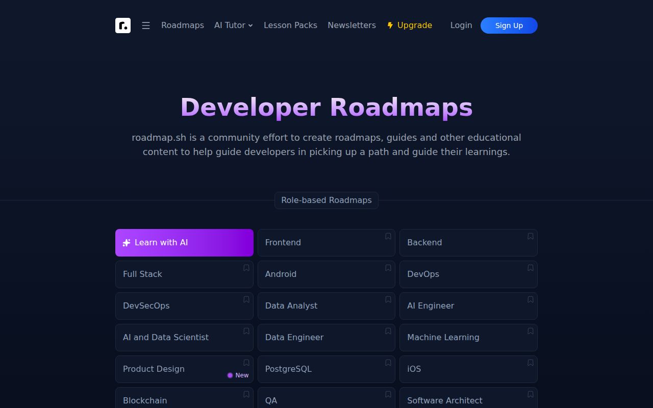 Screenshot of developer-roadmap (roadmap.sh)