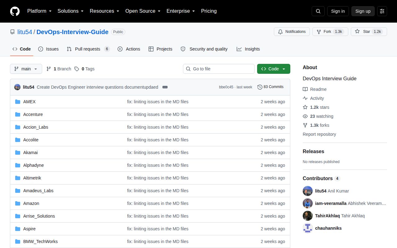 Screenshot of DevOps-Interview-Guide (github.com/litu54/DevOps-Interview-Guide)