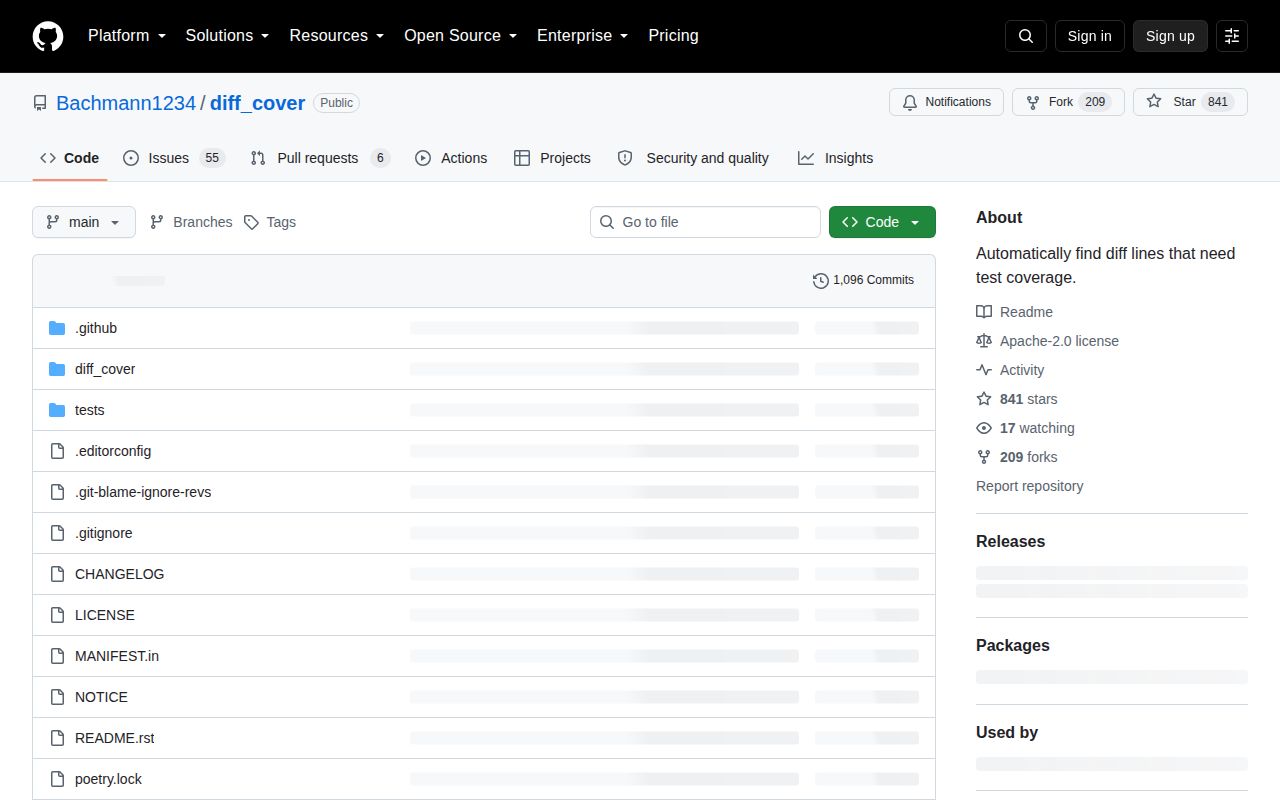 Screenshot of diff-cover documentation