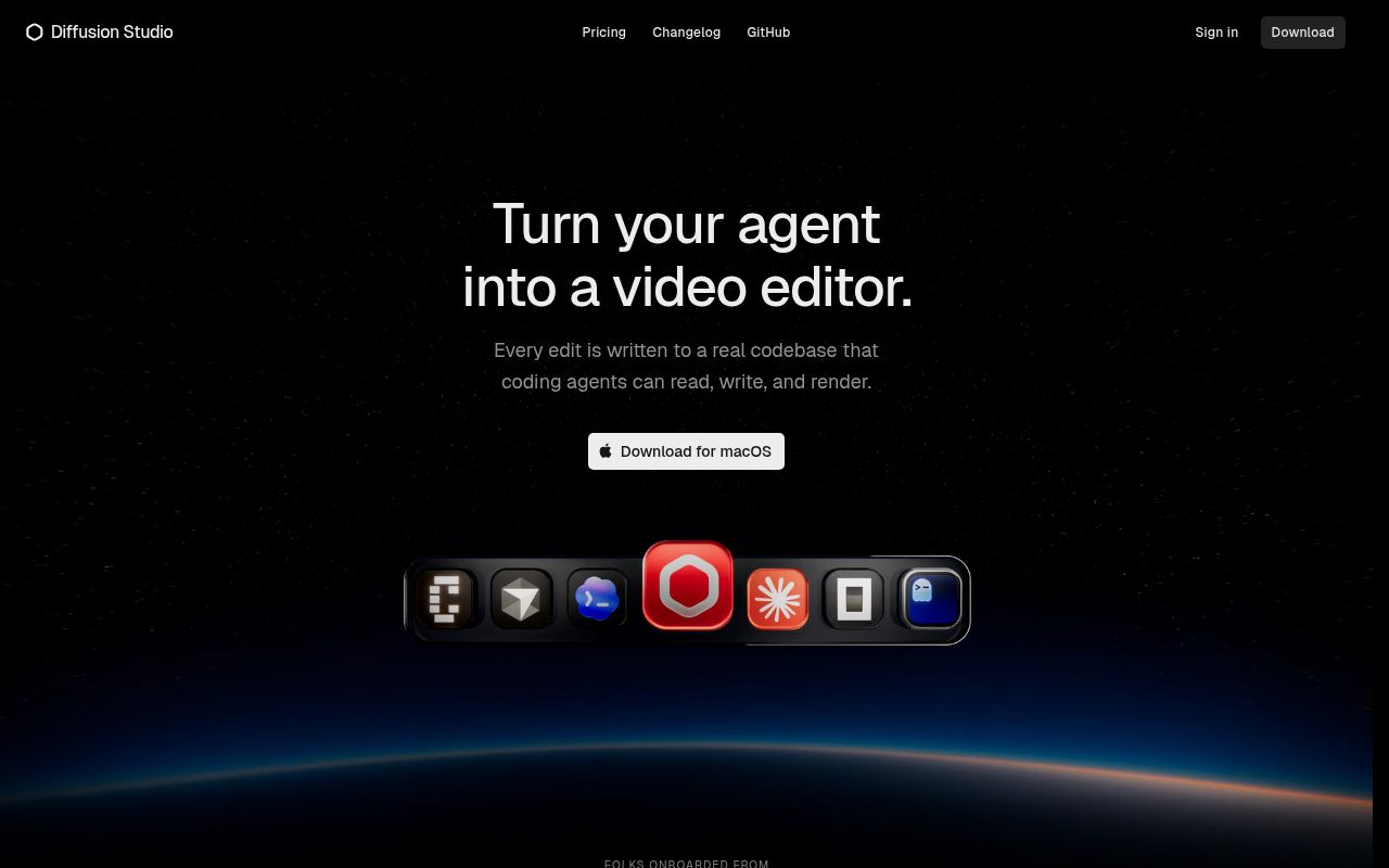 Screenshot of editor (diffusion.studio)
