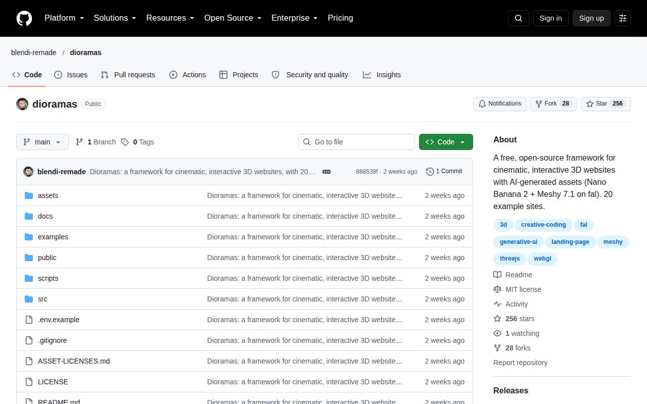 Screenshot of dioramas (github.com/blendi-remade/dioramas)