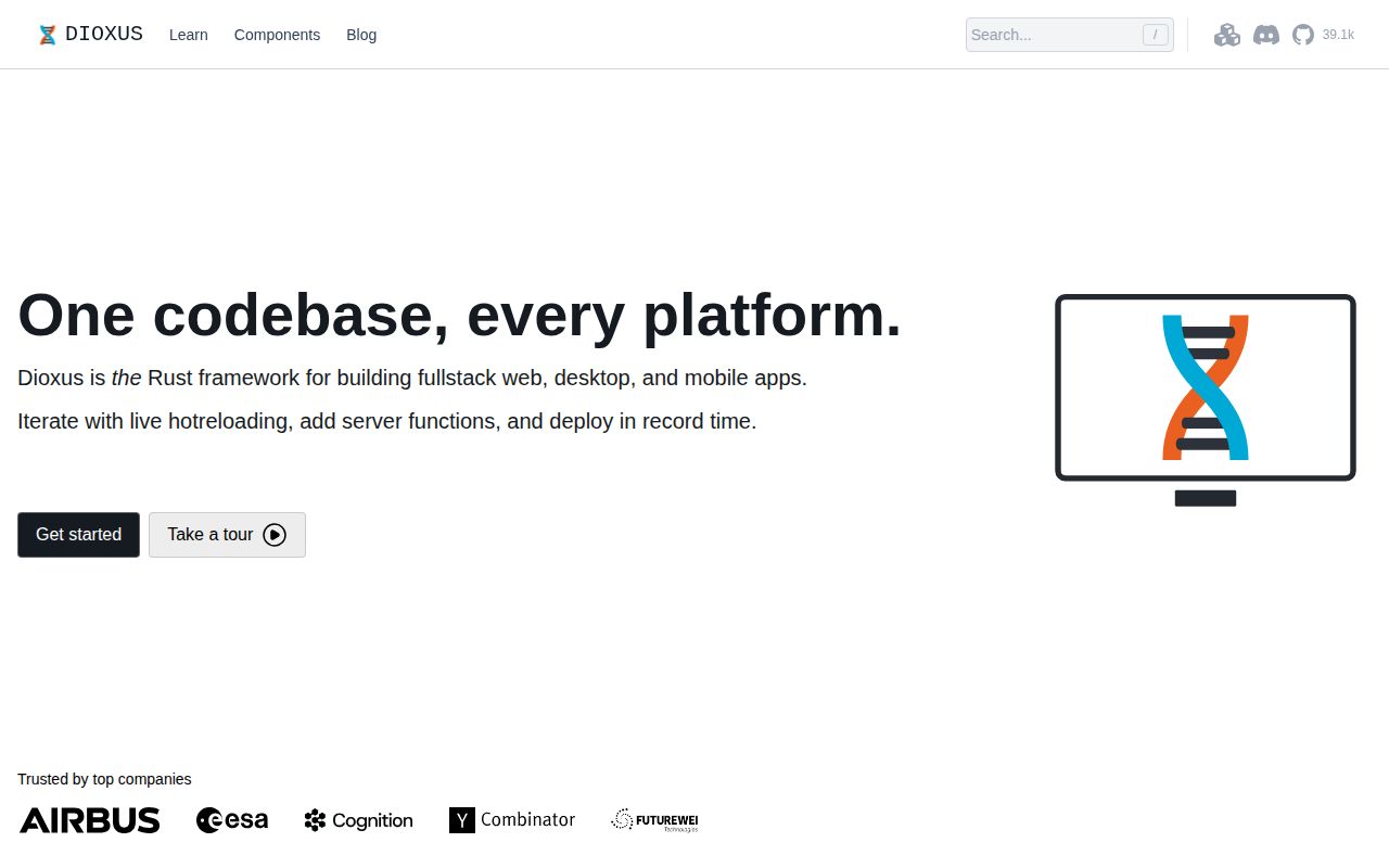 Screenshot of dioxus (dioxuslabs.com)