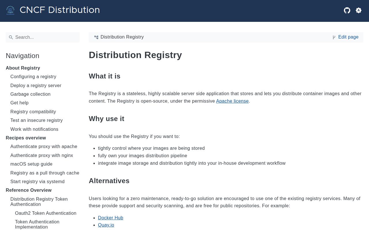 Screenshot of distribution (distribution.github.io/distribution)