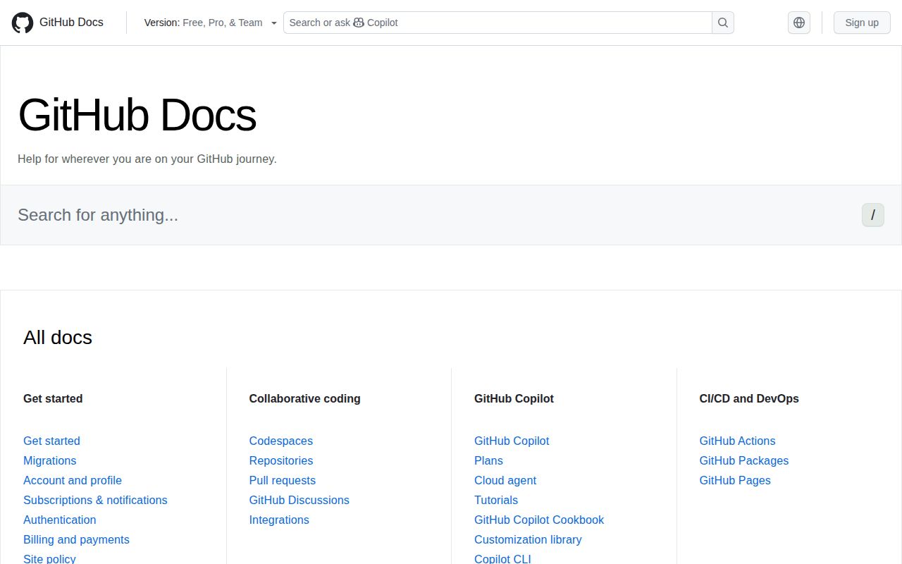 Screenshot of docs (docs.github.com)