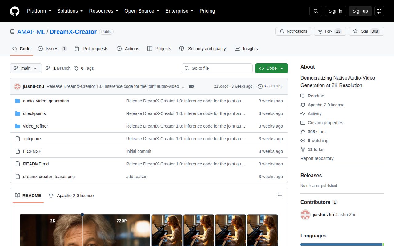 Screenshot of DreamX-Creator (github.com/AMAP-ML/DreamX-Creator)