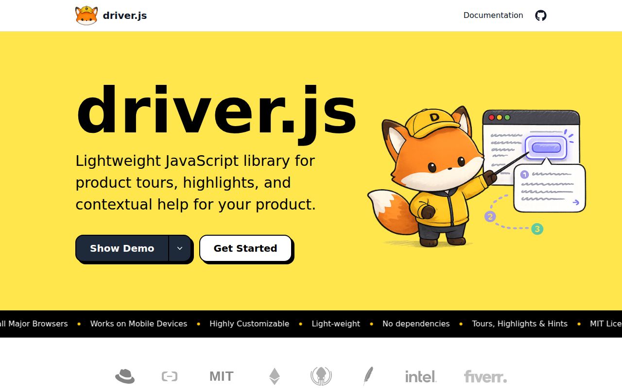 Screenshot of driver.js (driverjs.com)