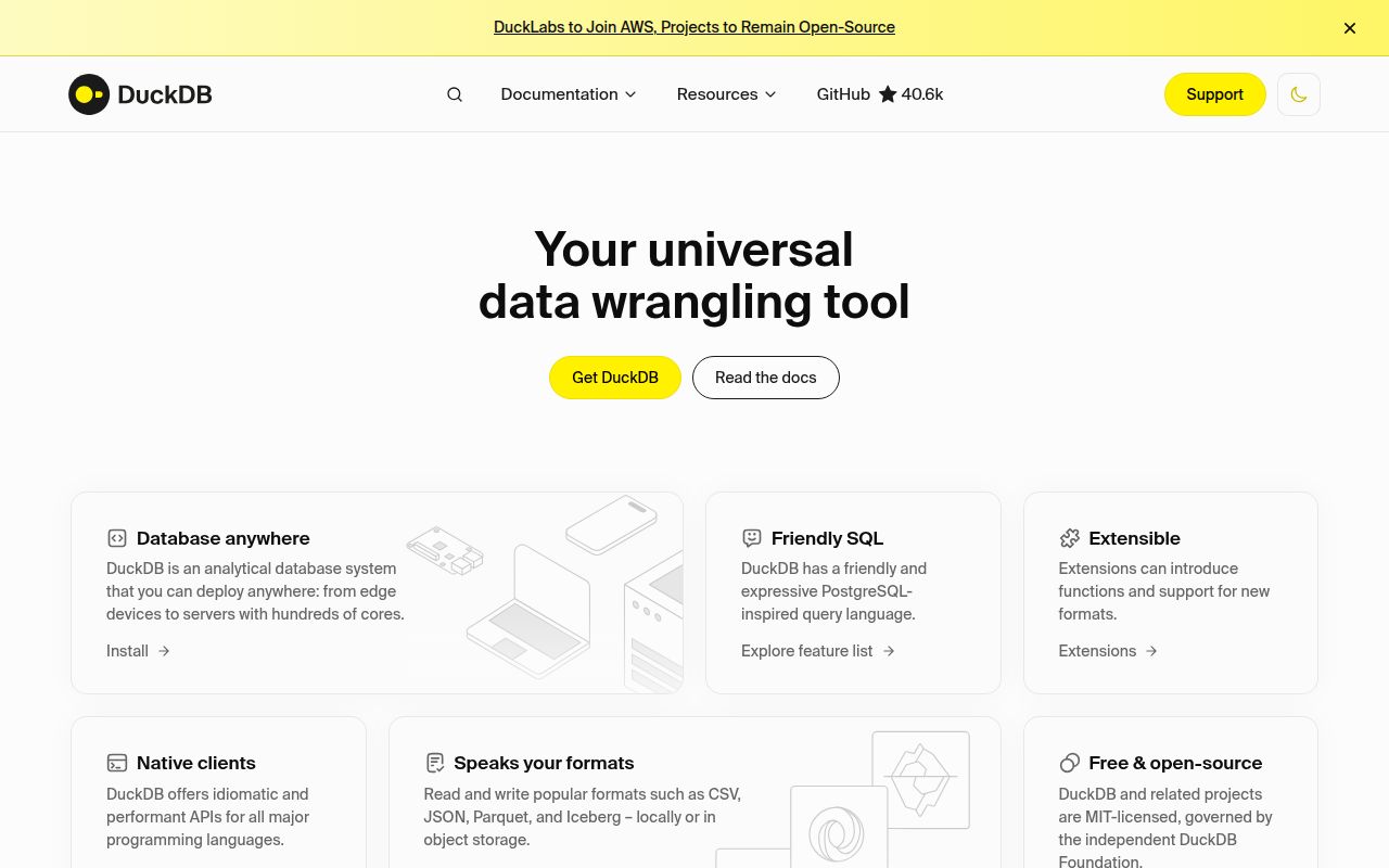 Screenshot of duckdb (www.duckdb.org)