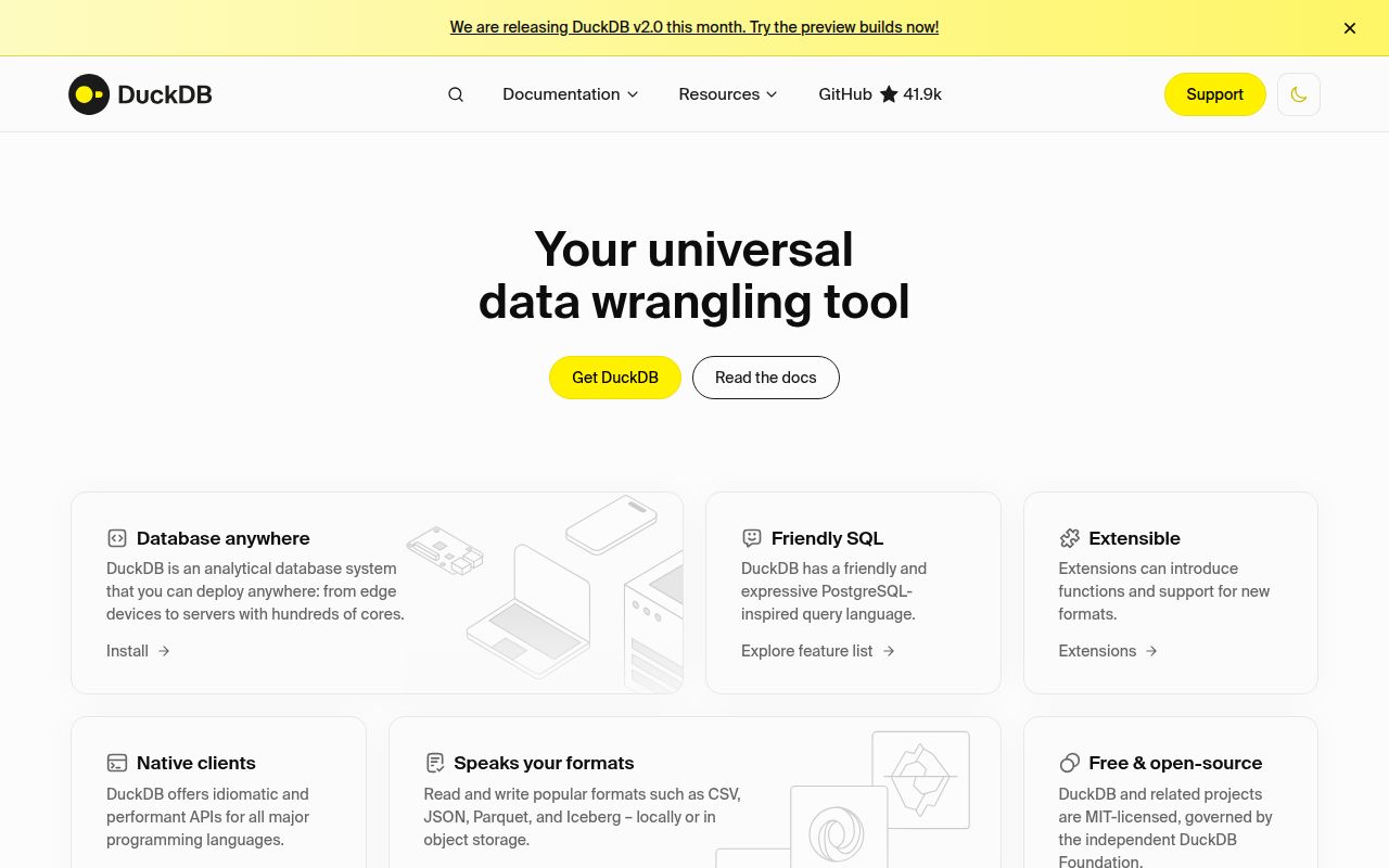 Screenshot of duckdb (www.duckdb.org)