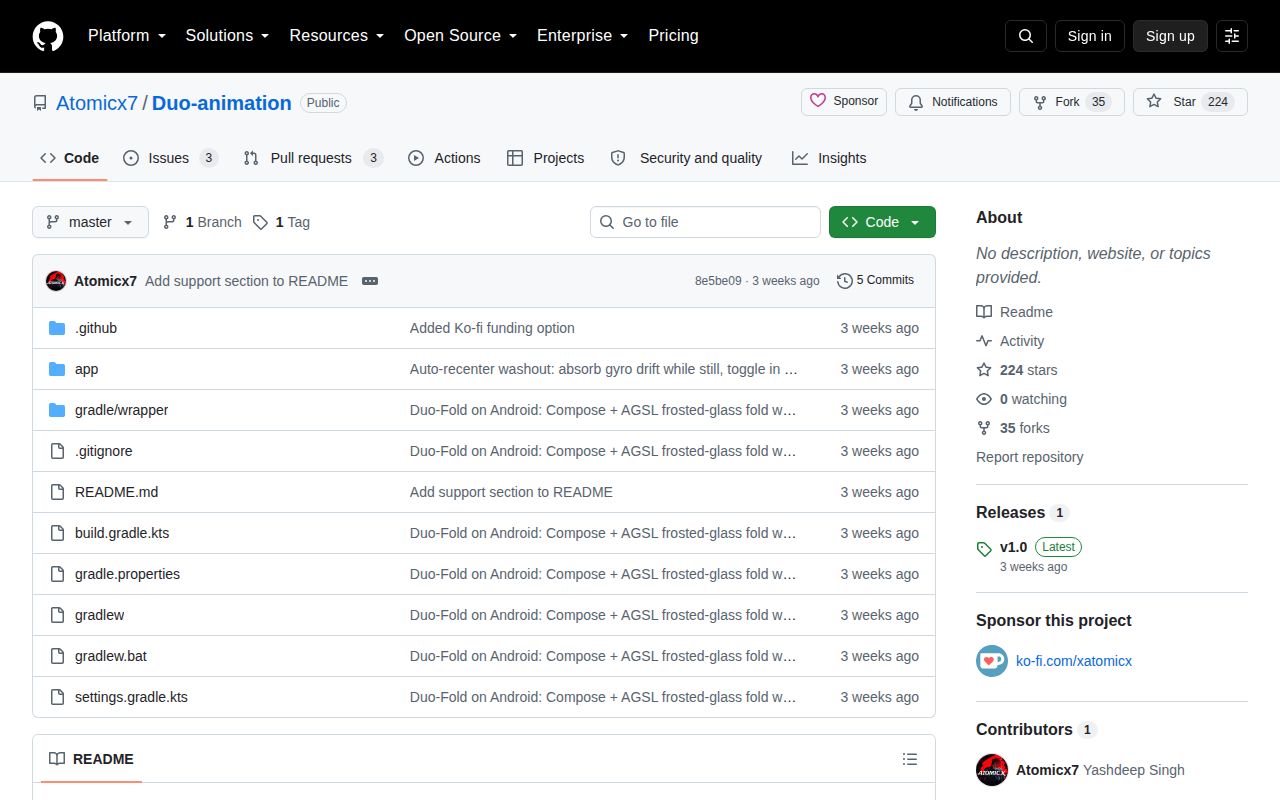 Screenshot of Duo-animation (github.com/Atomicx7/Duo-animation)