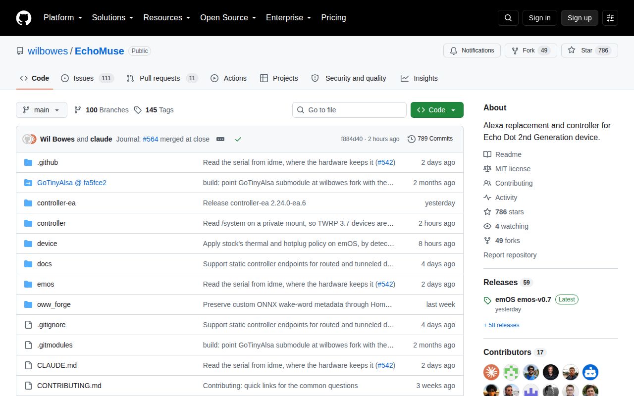 Screenshot of EchoMuse (github.com/wilbowes/EchoMuse)