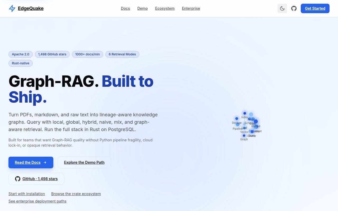 Screenshot of edgequake (edgequake.com)