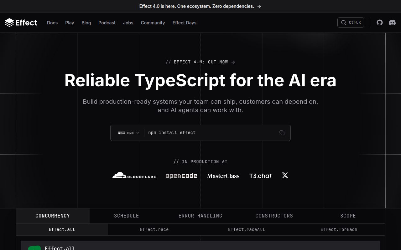 Screenshot of effect (effect.website)