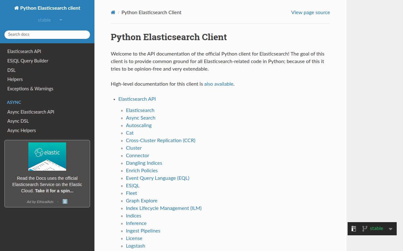 Screenshot of elasticsearch (www.elastic.co/products/elasticsearch)