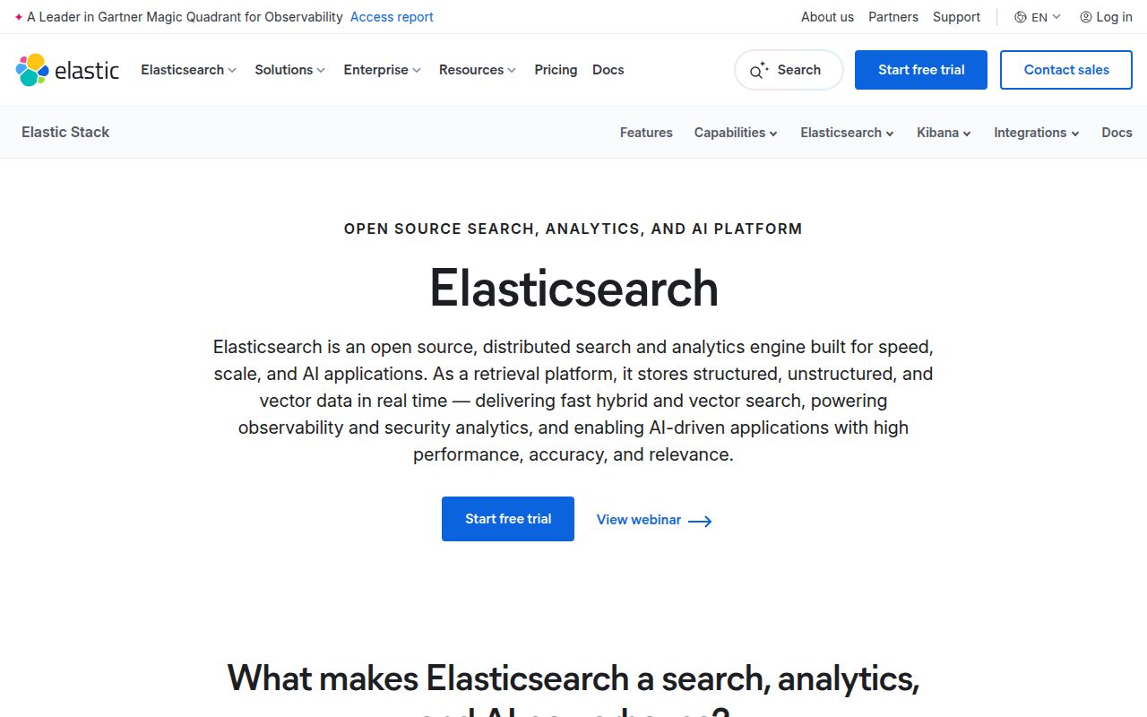 Screenshot of elasticsearch (www.elastic.co/products/elasticsearch)