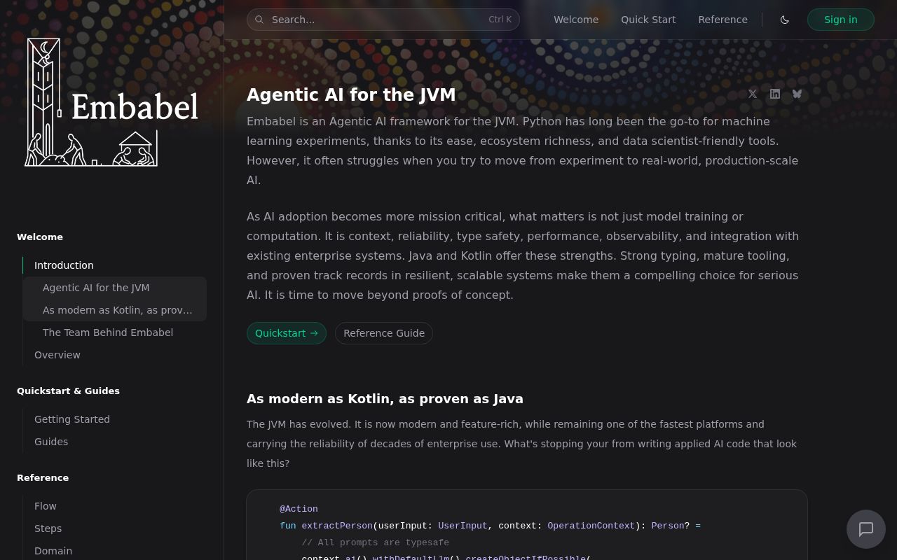 Screenshot of embabel-agent (hub.embabel.com)