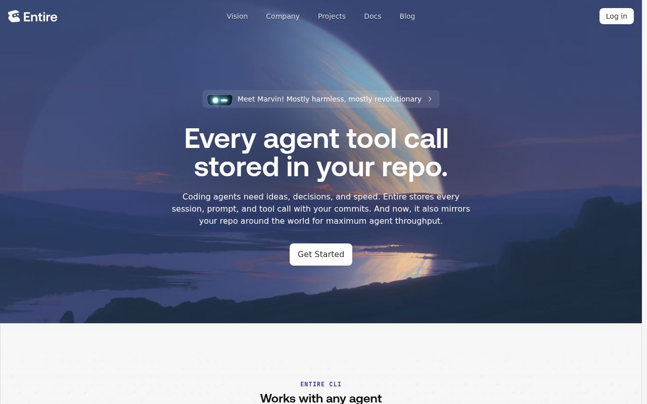 Screenshot of cli (entire.io)