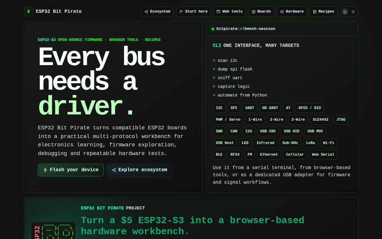 Screenshot of ESP32-Bit-Pirate (geo-tp.github.io/ESP32-Bit-Pirate)