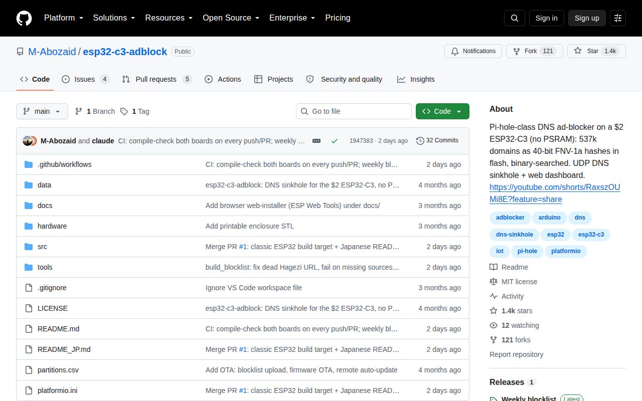 Screenshot of esp32-c3-adblock (github.com/M-Abozaid/esp32-c3-adblock)
