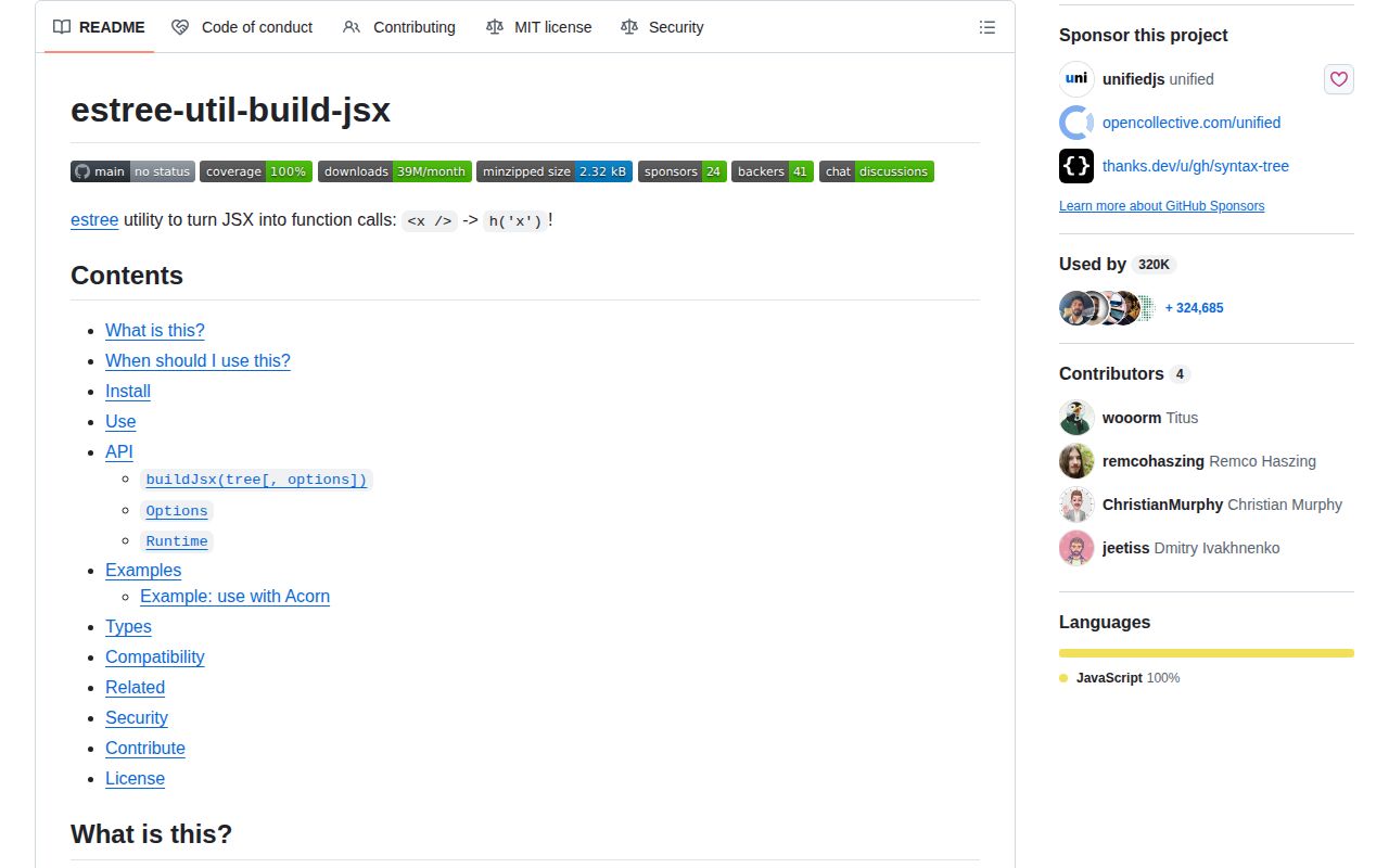 Screenshot of estree-util-build-jsx documentation