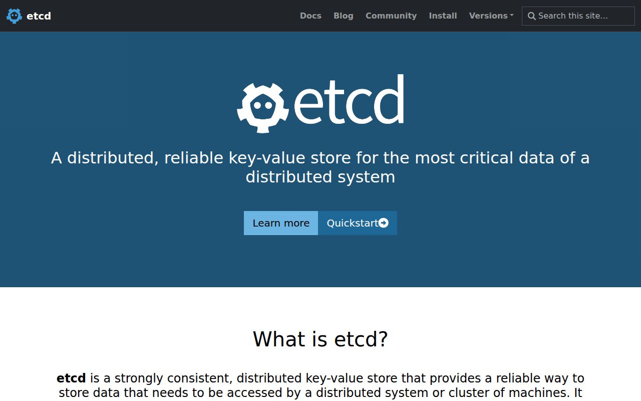 Screenshot of etcd (etcd.io)