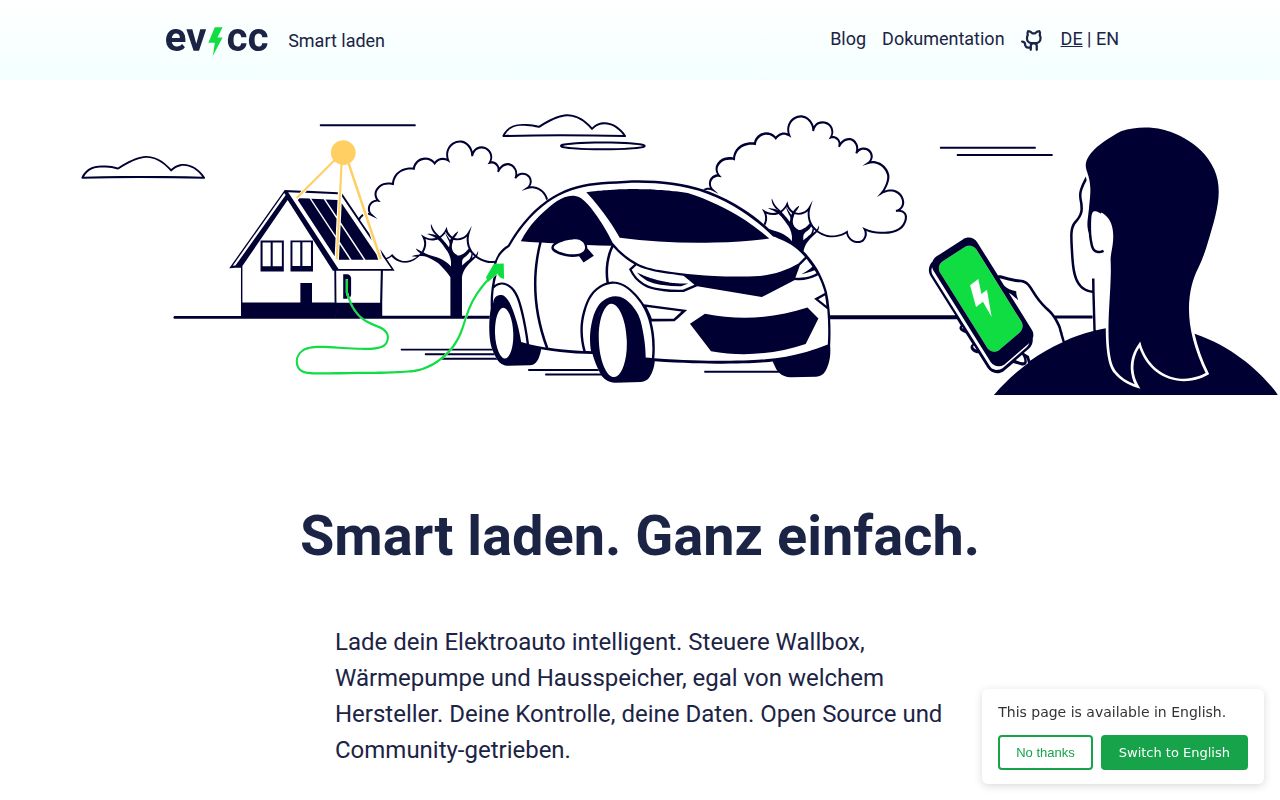 Screenshot of evcc (evcc.io)