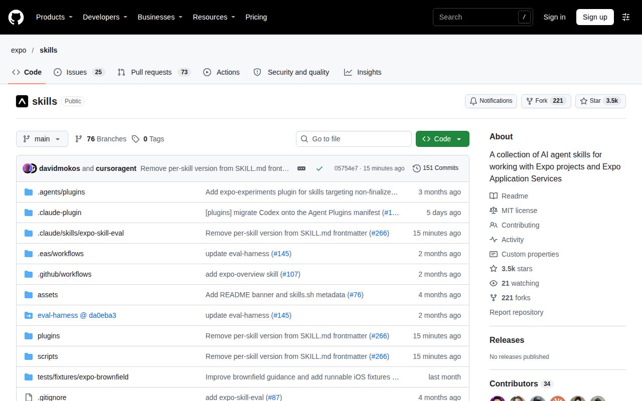 Screenshot of skills (github.com/expo/skills)