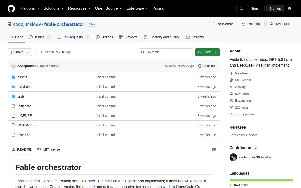 Screenshot of fable-orchestrator (github.com/codejunkie99/fable-orchestrator)