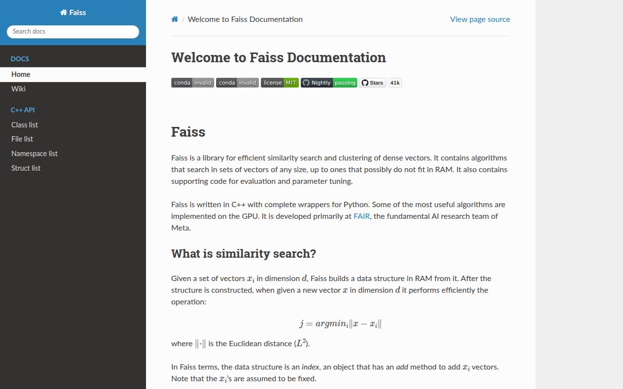 Screenshot of faiss (faiss.ai)