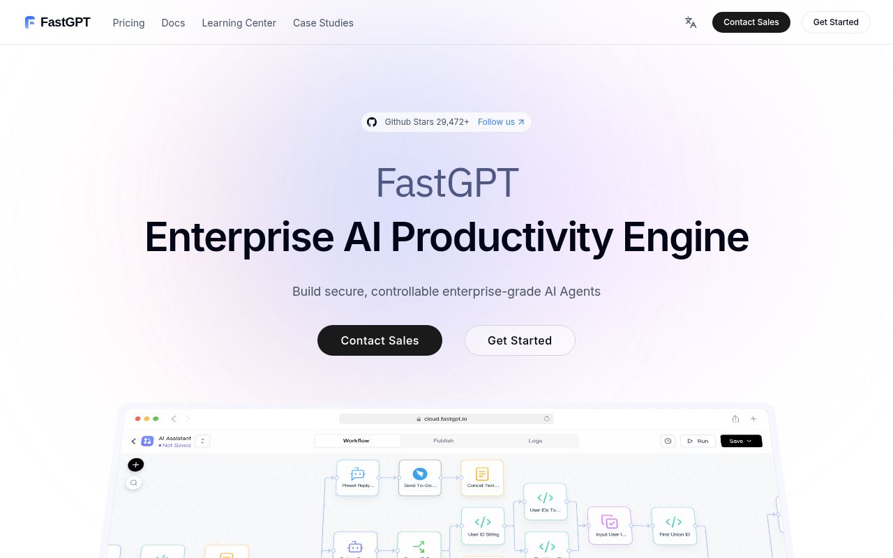 Screenshot of FastGPT (fastgpt.io)