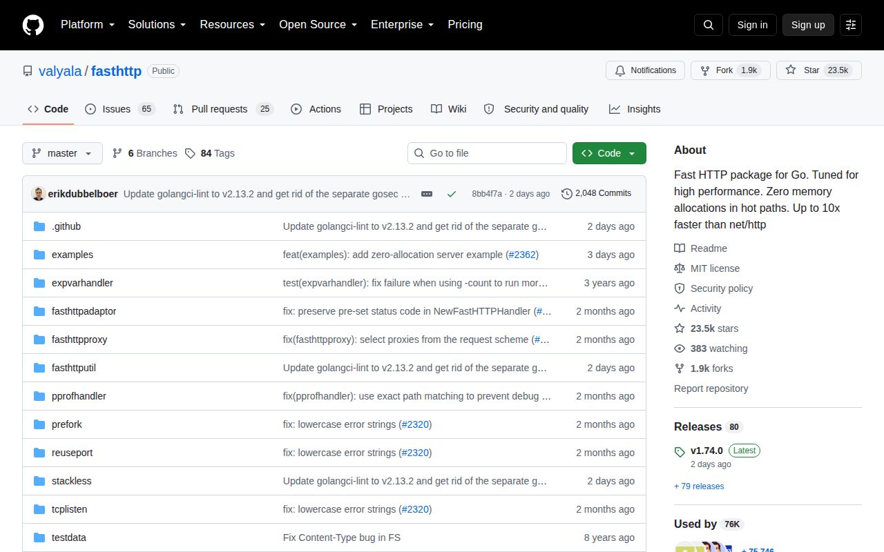 Screenshot of fasthttp (github.com/valyala/fasthttp)