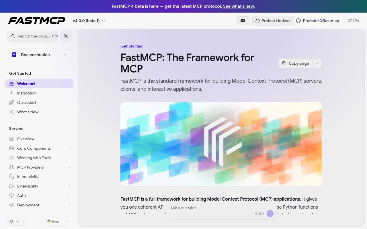 Screenshot of fastmcp (gofastmcp.com)