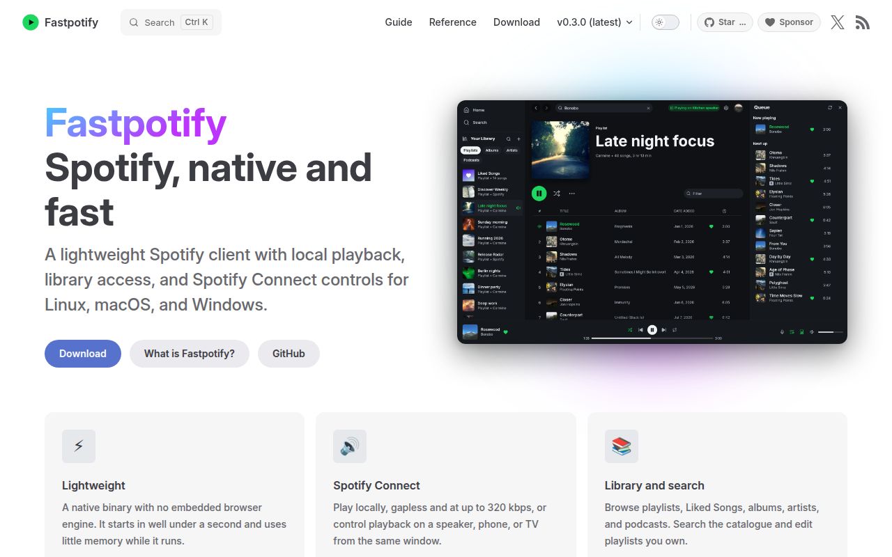 Screenshot of fastpotify (fastpotify.rocks)
