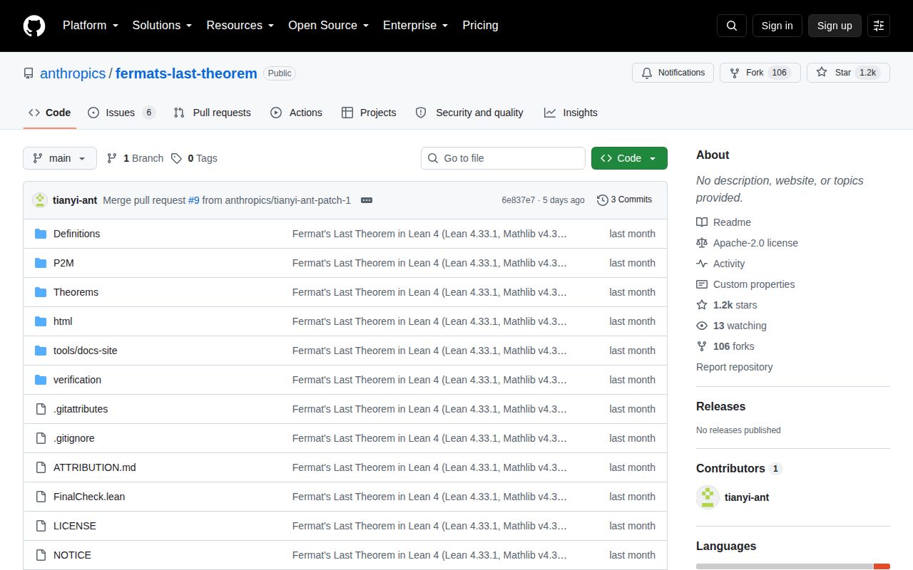 Screenshot of fermats-last-theorem (github.com/anthropics/fermats-last-theorem)