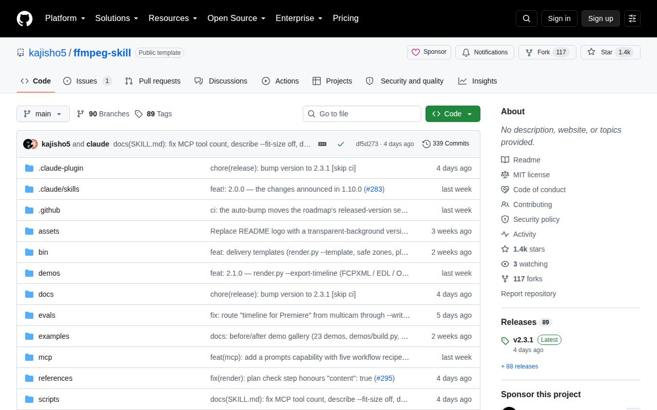 Screenshot of ffmpeg-skill (github.com/kajisho5/ffmpeg-skill)