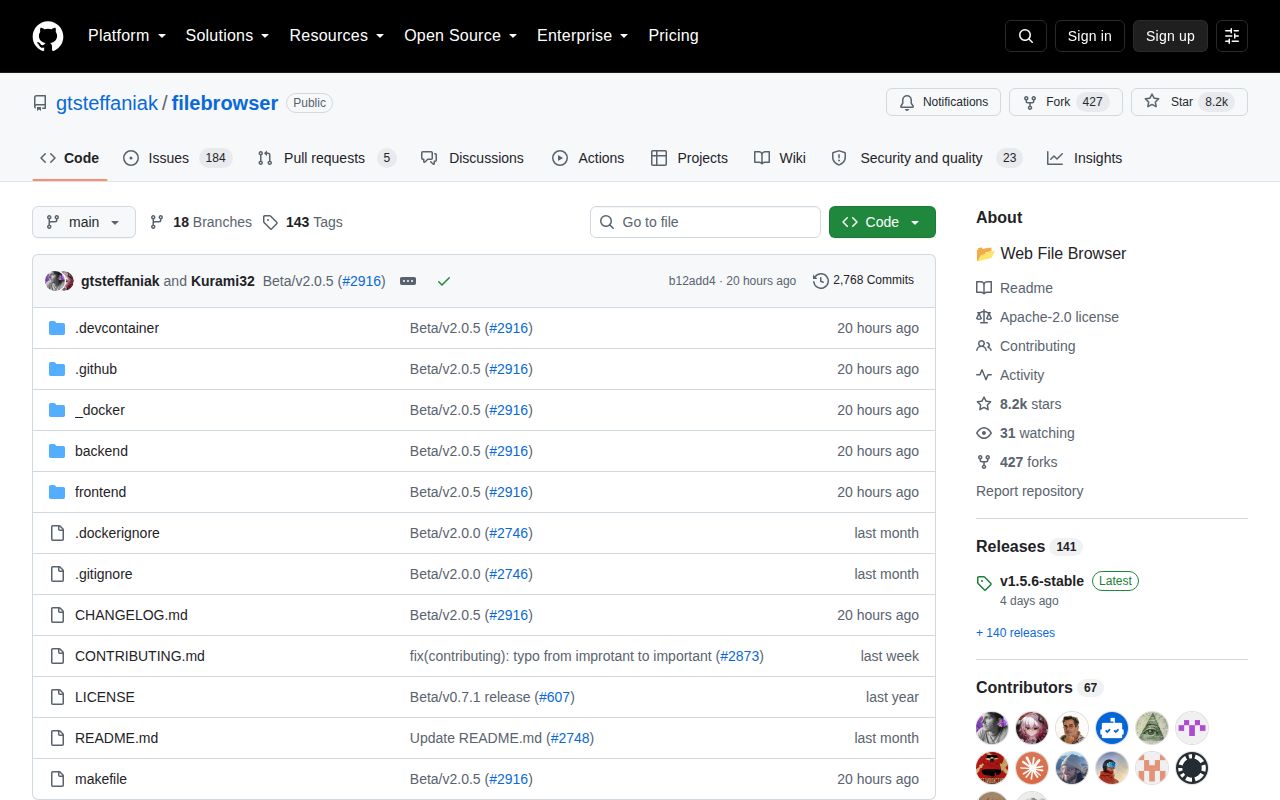 Screenshot of filebrowser (github.com/gtsteffaniak/filebrowser)